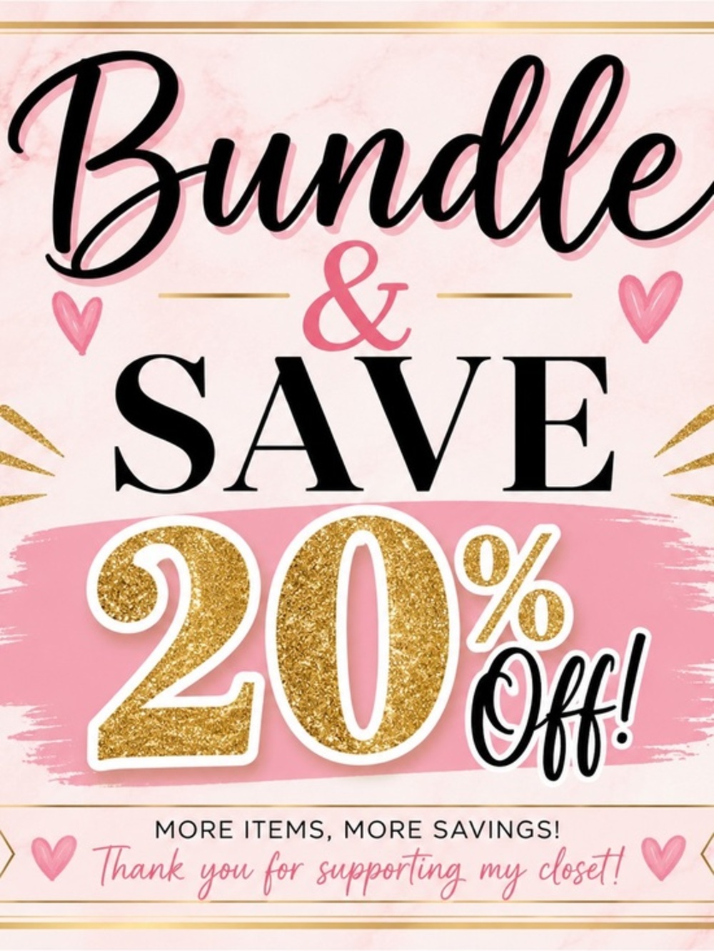 Bundle & Save 20% Off Pink and Gold Graphic Sign - Picture 1 of 1